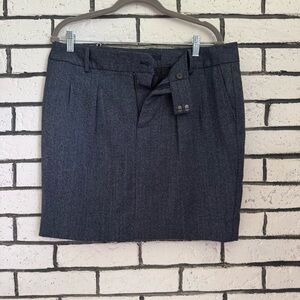 GAP Gray and Blue Pencil Mini Skirt with Pleated Front